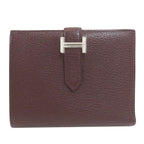 Hermes Bearn Compact Silver Bifold Wallet with Coin Pocket Chevre