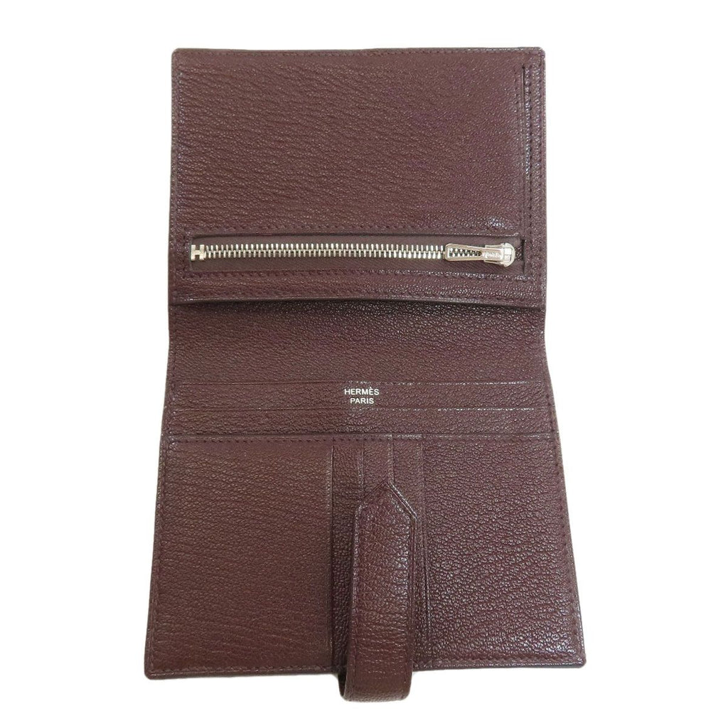 Hermes Bearn Compact Silver Bifold Wallet with Coin Pocket Chevre — view 4