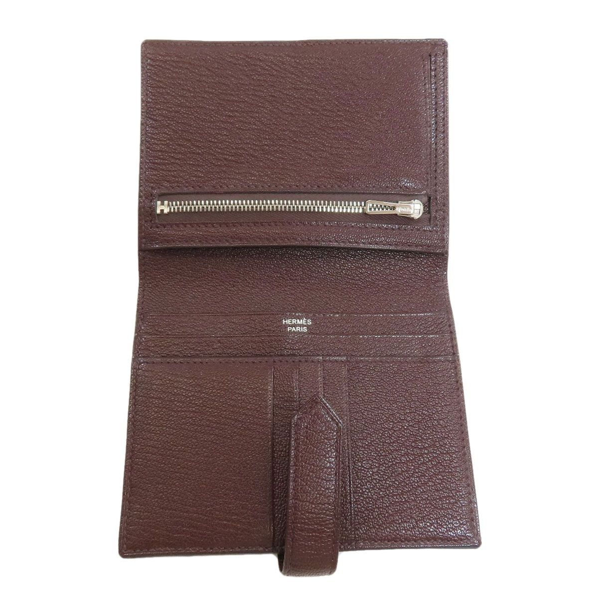 Hermes Bearn Compact Silver Bifold Wallet with Coin Pocket Chevre — view 4