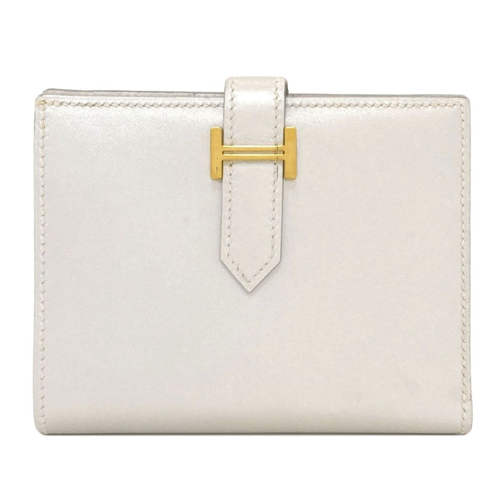 Hermes Bearn Compact Gold Bifold Wallet with Coin Pocket Box Calf