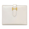 Hermes Bearn Compact Gold Bifold Wallet with Coin Pocket Box Calf