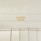 Hermes Bearn Compact Gold Bifold Wallet with Coin Pocket Box Calf — view 7