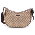 Gucci GG Canvas Leather Shoulder Bag Brown