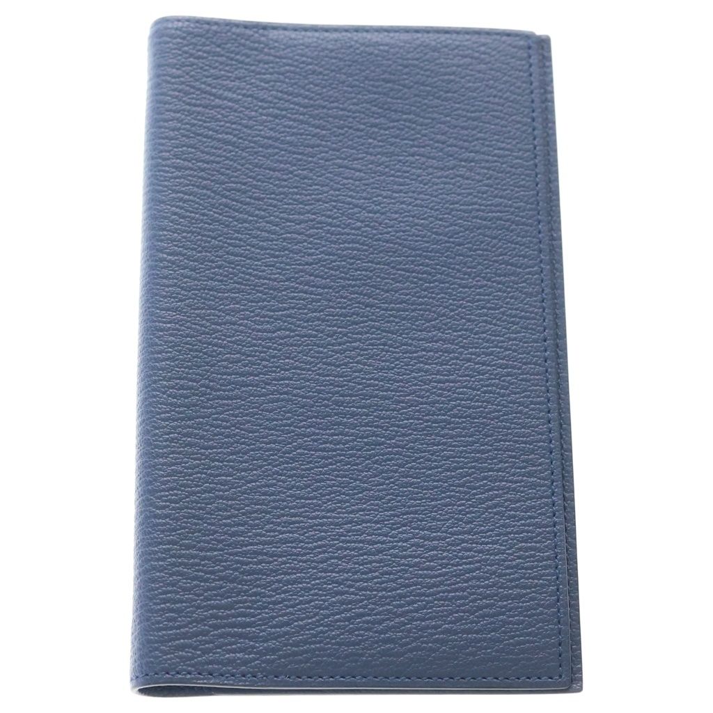Hermes Agenda Vision 2 Blue Agate Chevre Mysore Leather Notebook Cover Silver