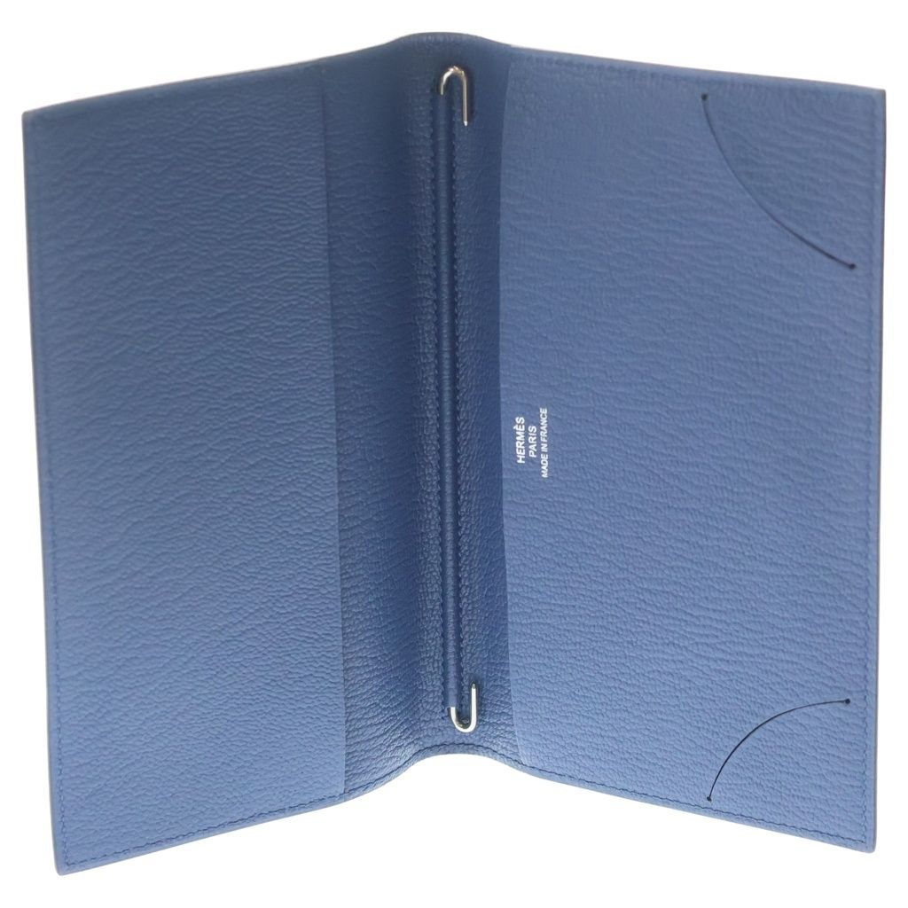 Hermes Agenda Vision 2 Blue Agate Chevre Mysore Leather Notebook Cover Silver — view 4