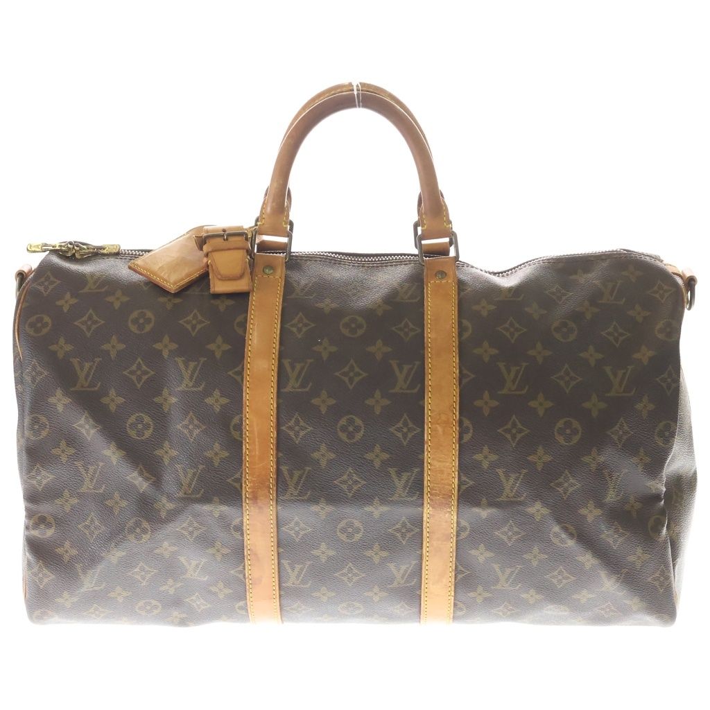 Louis Vuitton Monogram Keepall Bandouliere 50 2-Way Boston Bag Brown Leather