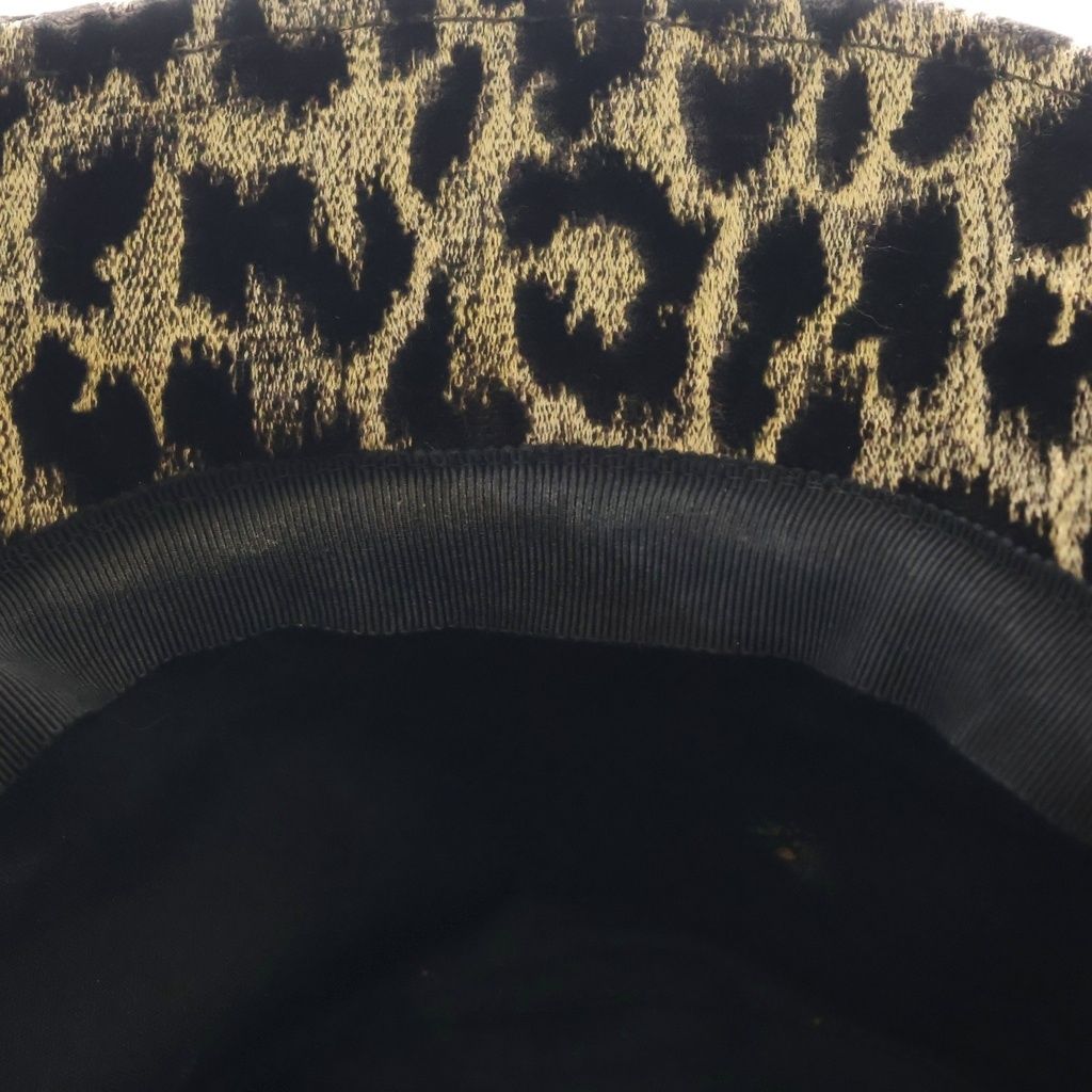 Dior Logo Signature Leopard Print Rayon Cotton Silk Bob Hat 57 Black Gold — view 6