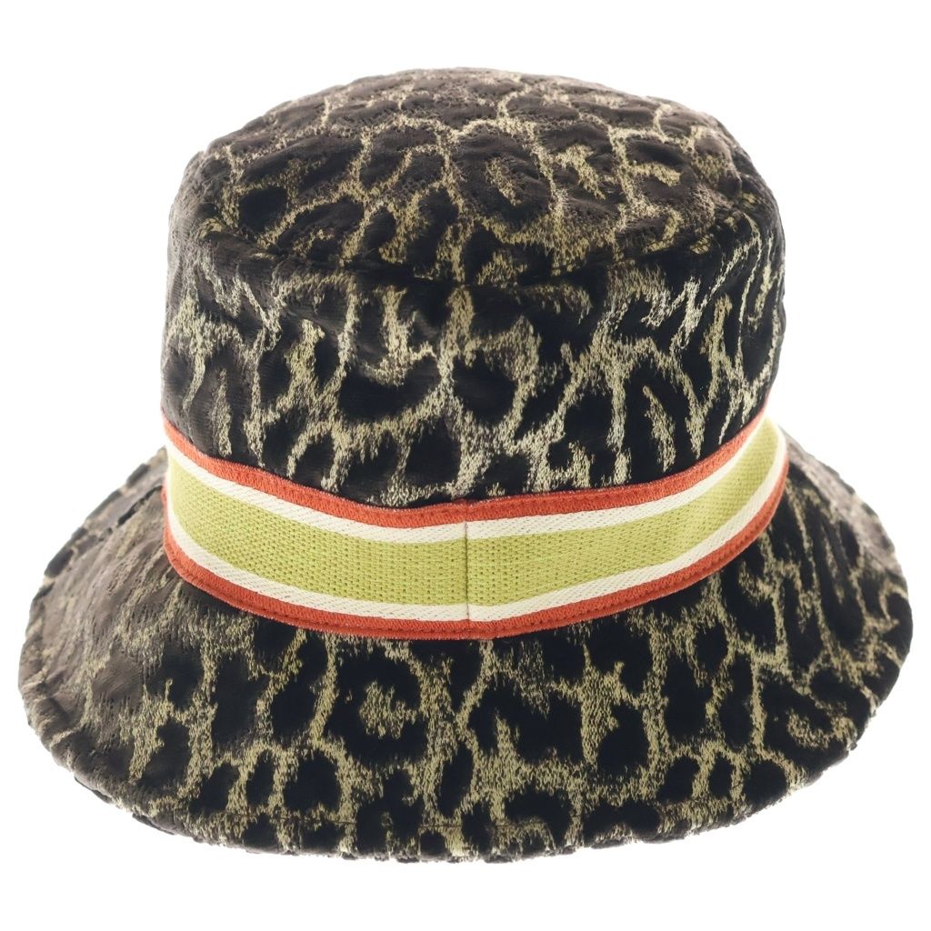 Dior Logo Signature Leopard Print Rayon Cotton Silk Bob Hat 57 Black Gold — view 2