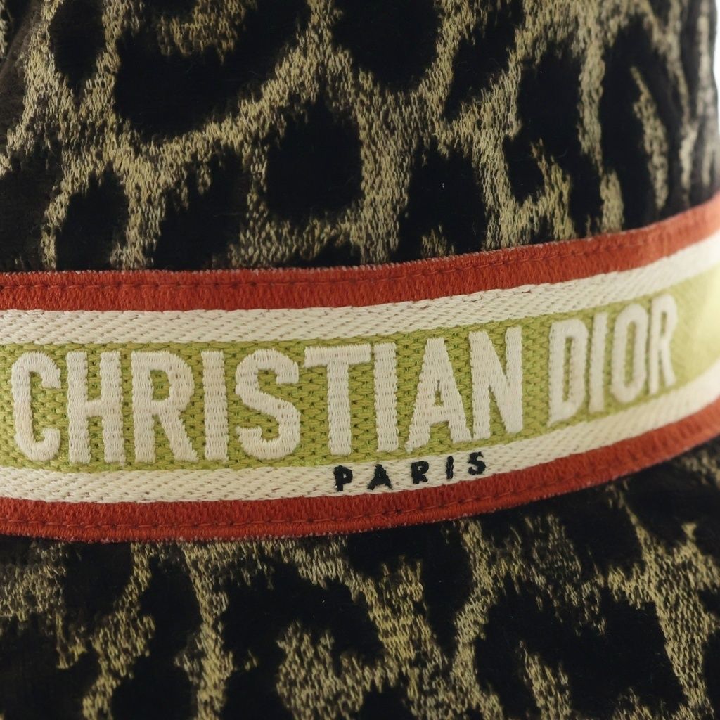 Dior Logo Signature Leopard Print Rayon Cotton Silk Bob Hat 57 Black Gold — view 5