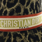 Dior Logo Signature Leopard Print Rayon Cotton Silk Bob Hat 57 Black Gold — view 5