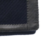 Hermes Large Shawl Logo Button Navy Leather Trim Scarf — view 3