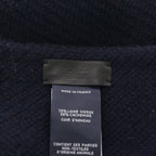 Hermes Large Shawl Logo Button Navy Leather Trim Scarf — view 5