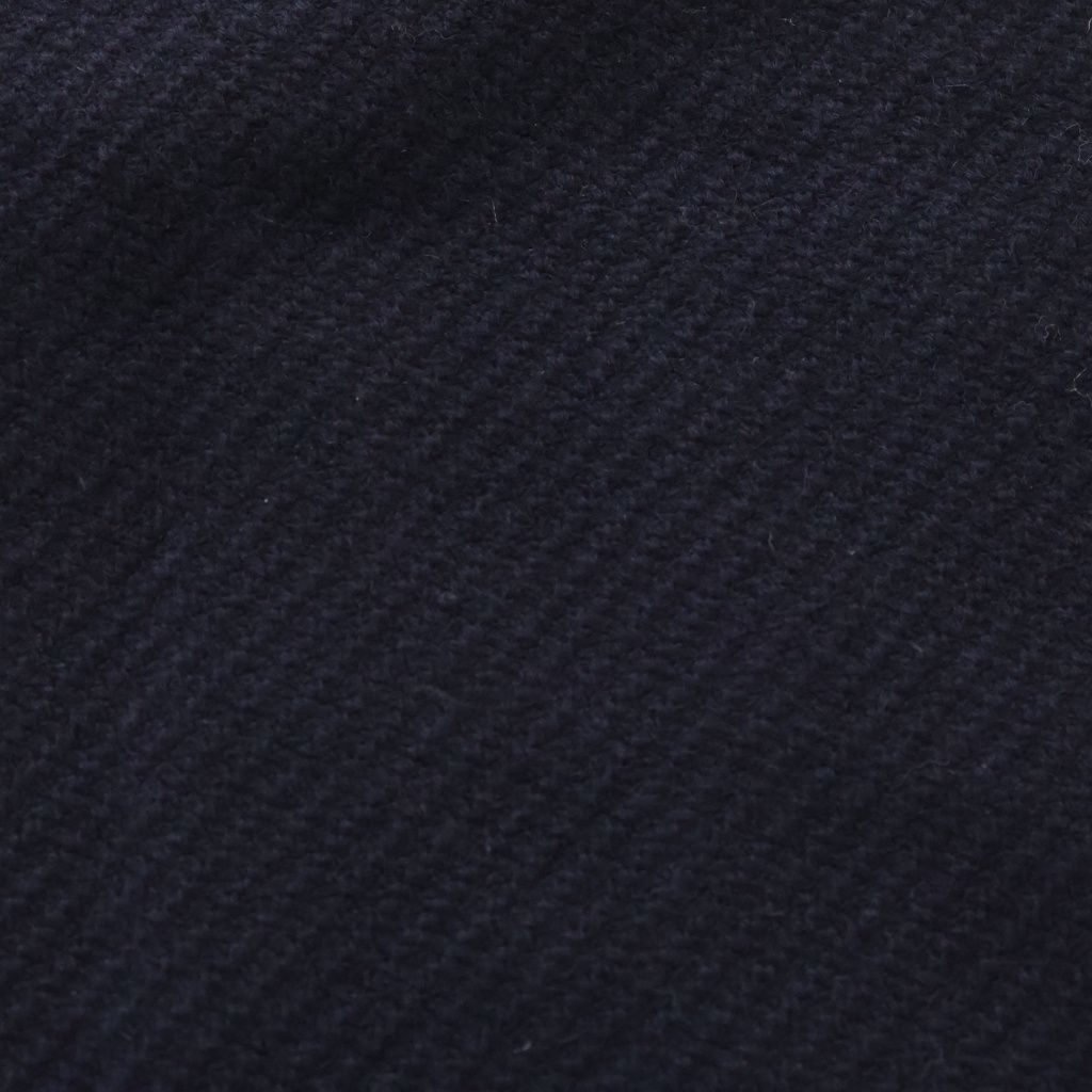 Hermes Large Shawl Logo Button Navy Leather Trim Scarf — view 2