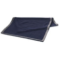 Hermes Large Shawl Logo Button Navy Leather Trim Scarf