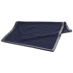 Hermes Large Shawl Logo Button Navy Leather Trim Scarf