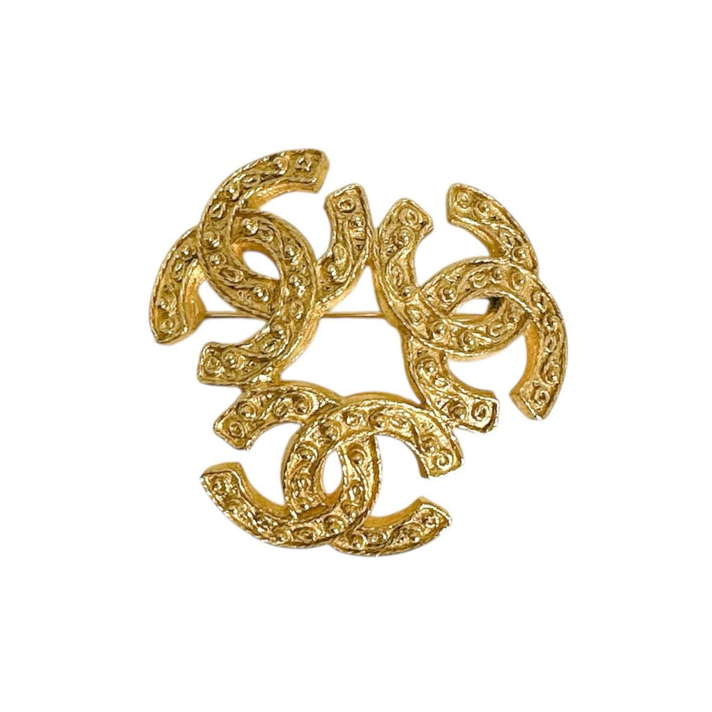Chanel Triple CC Logo Corsage Gold Brooch — view 2