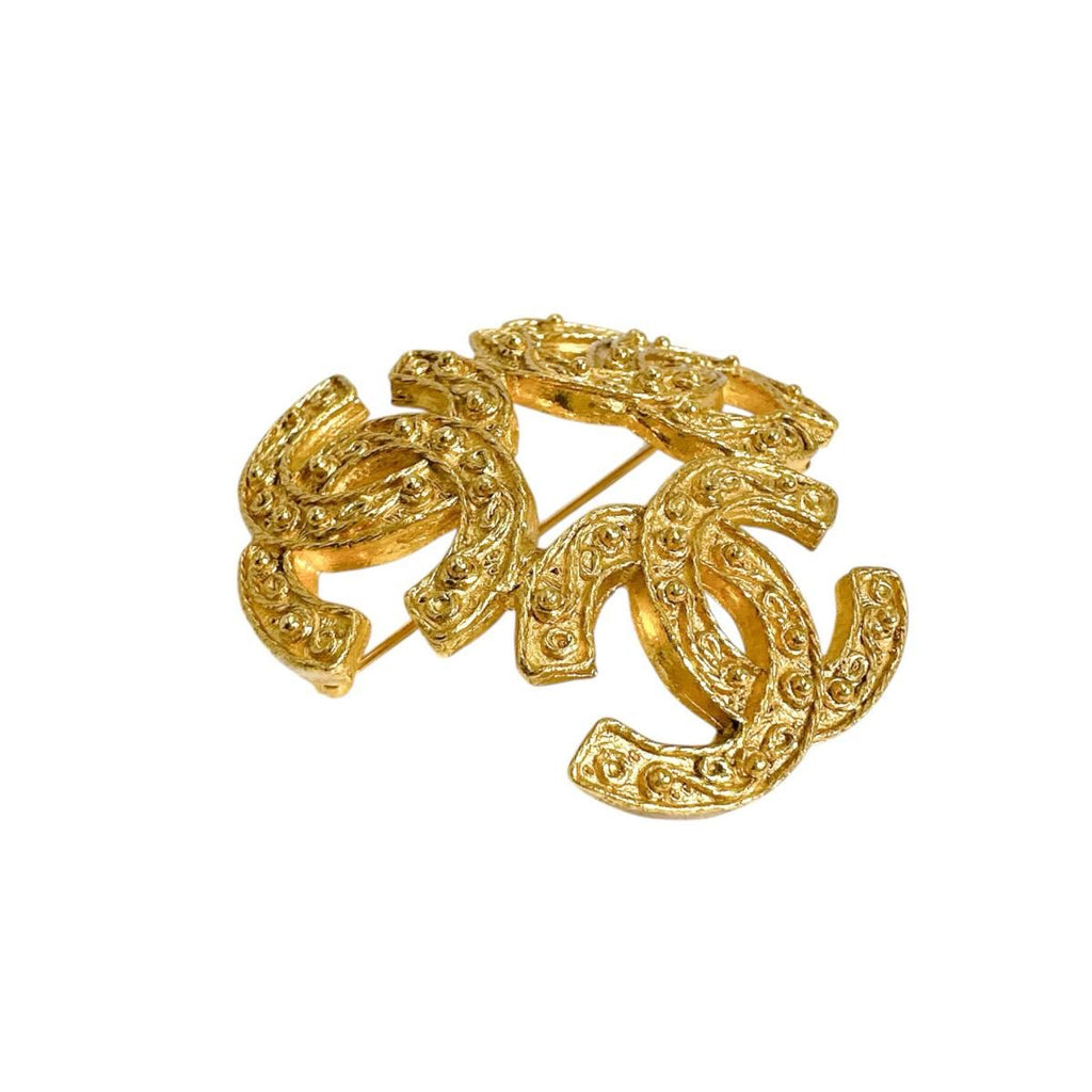 Chanel Triple CC Logo Corsage Gold Brooch — view 6