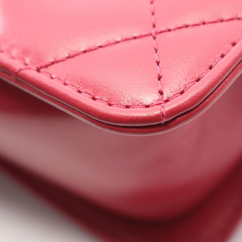 Chanel Shoulder Bag Quilted Small Flap Dark Pink Leather Chain — view 8