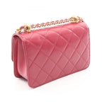 Chanel Shoulder Bag Quilted Small Flap Dark Pink Leather Chain — view 2