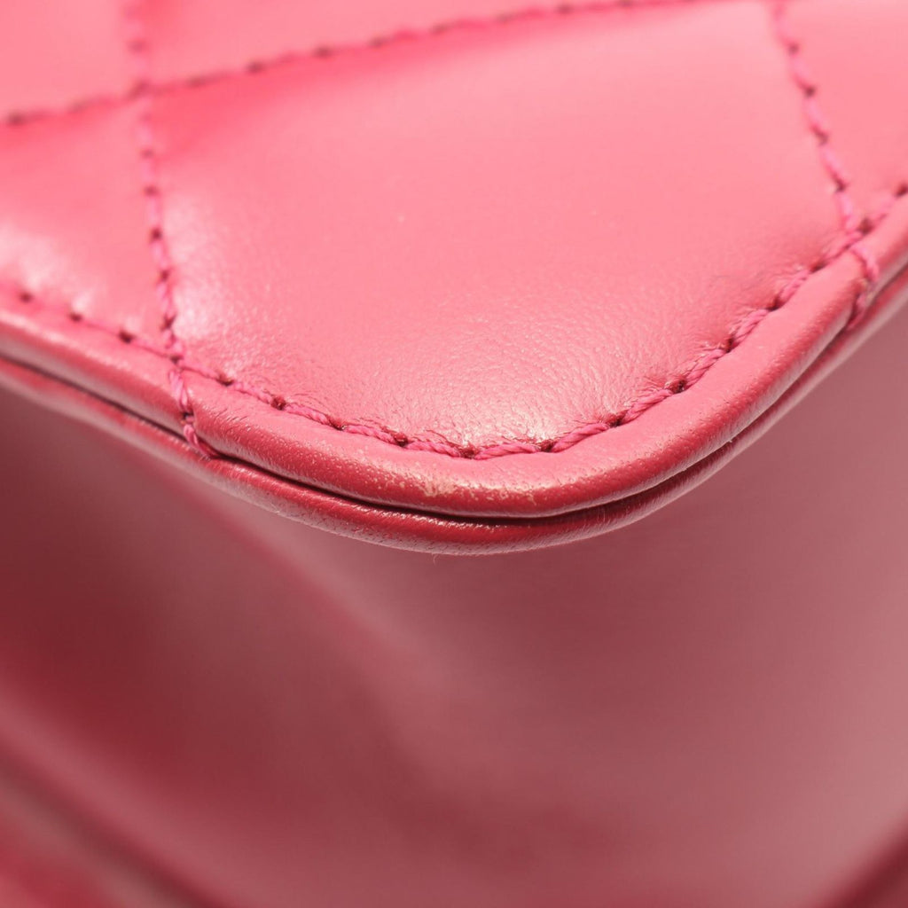 Chanel Shoulder Bag Quilted Small Flap Dark Pink Leather Chain — view 7