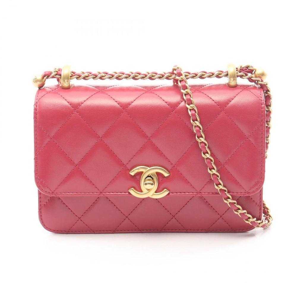 Chanel Shoulder Bag Quilted Small Flap Dark Pink Leather Chain