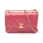 Chanel Shoulder Bag Quilted Small Flap Dark Pink Leather Chain