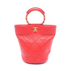 Chanel Backpack Quilted Loop Handle Red Skin Chain