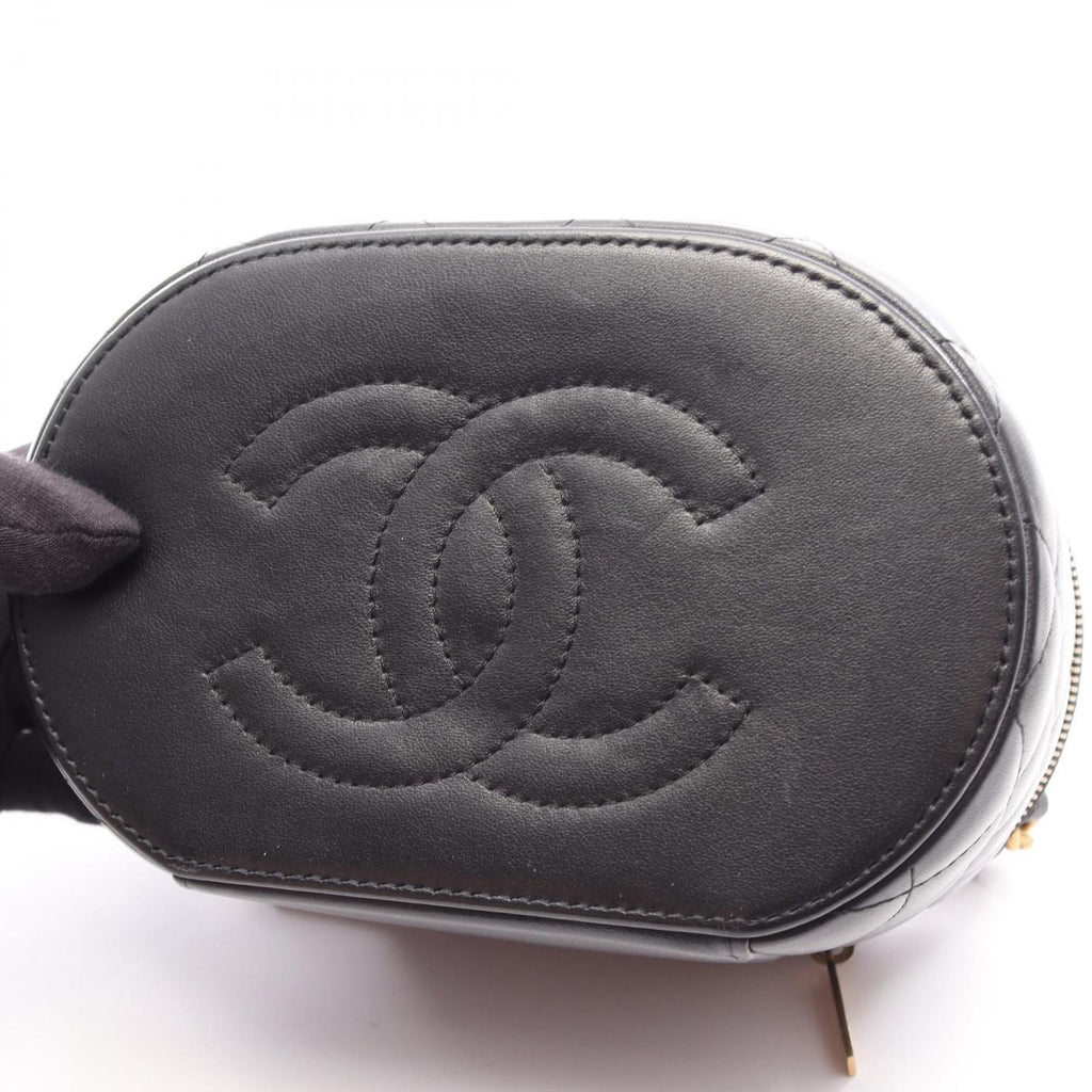 Chanel Shoulder Bag Quilted Vanity 2-Way Black Lambskin Chain — view 6