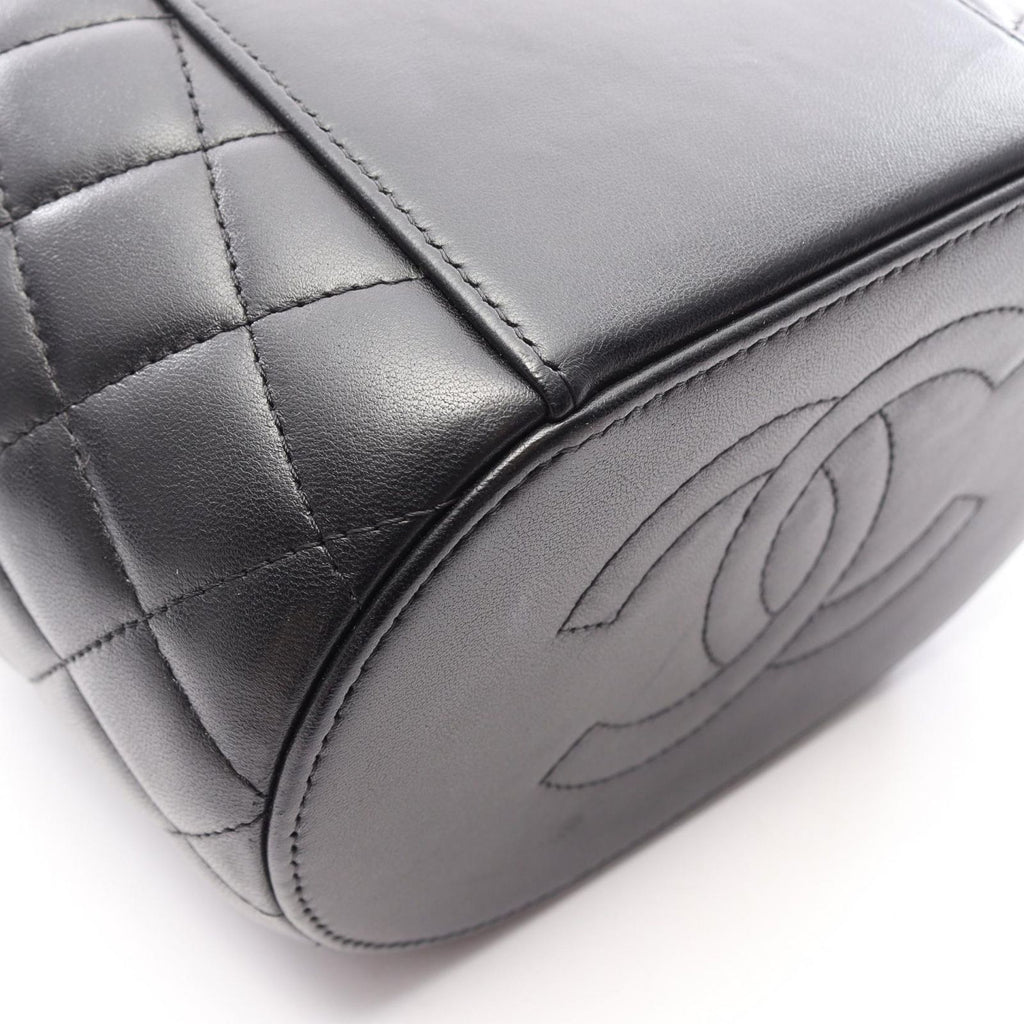 Chanel Shoulder Bag Quilted Vanity 2-Way Black Lambskin Chain — view 7