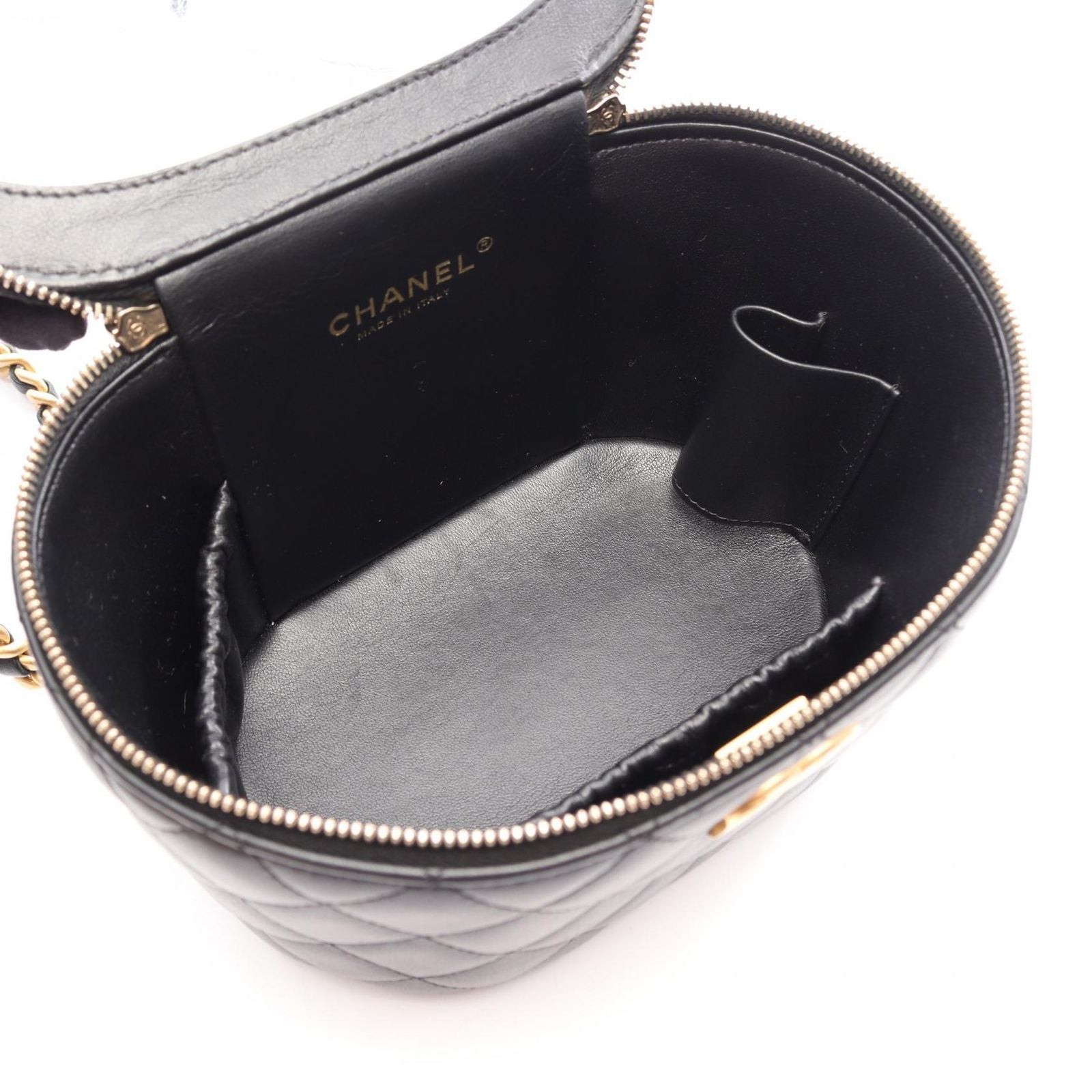 Chanel Shoulder Bag Quilted Vanity 2-Way Black Lambskin Chain — view 3