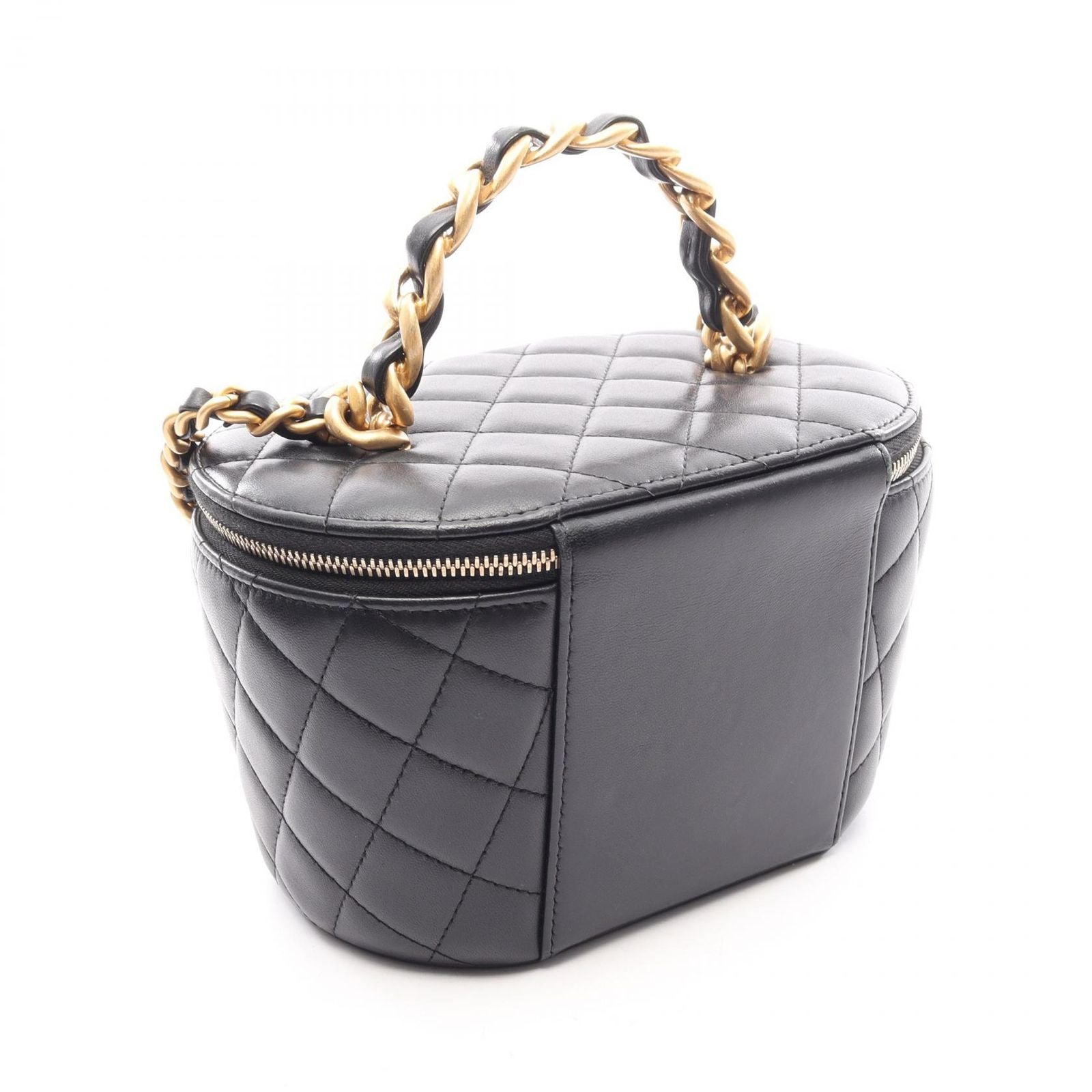 Chanel Shoulder Bag Quilted Vanity 2-Way Black Lambskin Chain — view 2