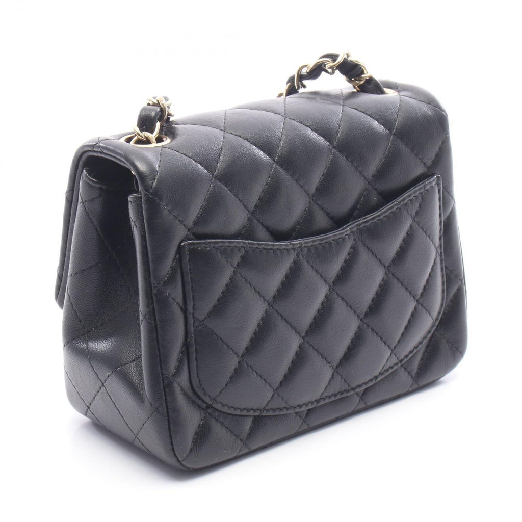 Chanel Shoulder Bag Mini Quilted Black Lambskin Chain — view 2