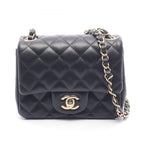Chanel Shoulder Bag Mini Quilted Black Lambskin Chain