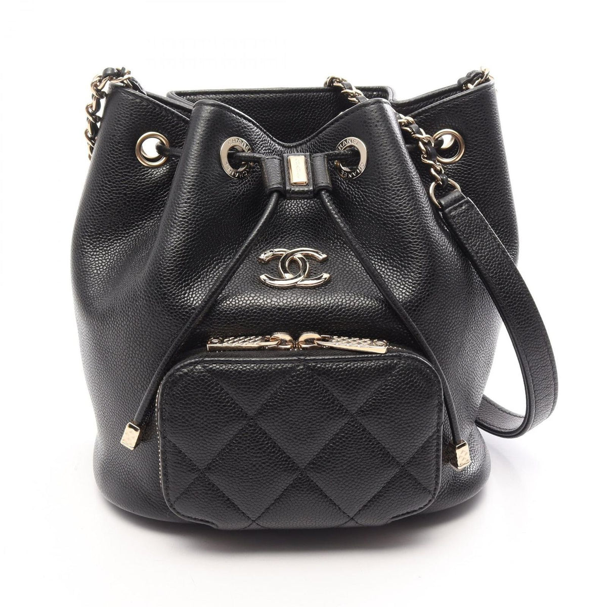 Chanel Shoulder Bag Quilted Black Caviar Leather