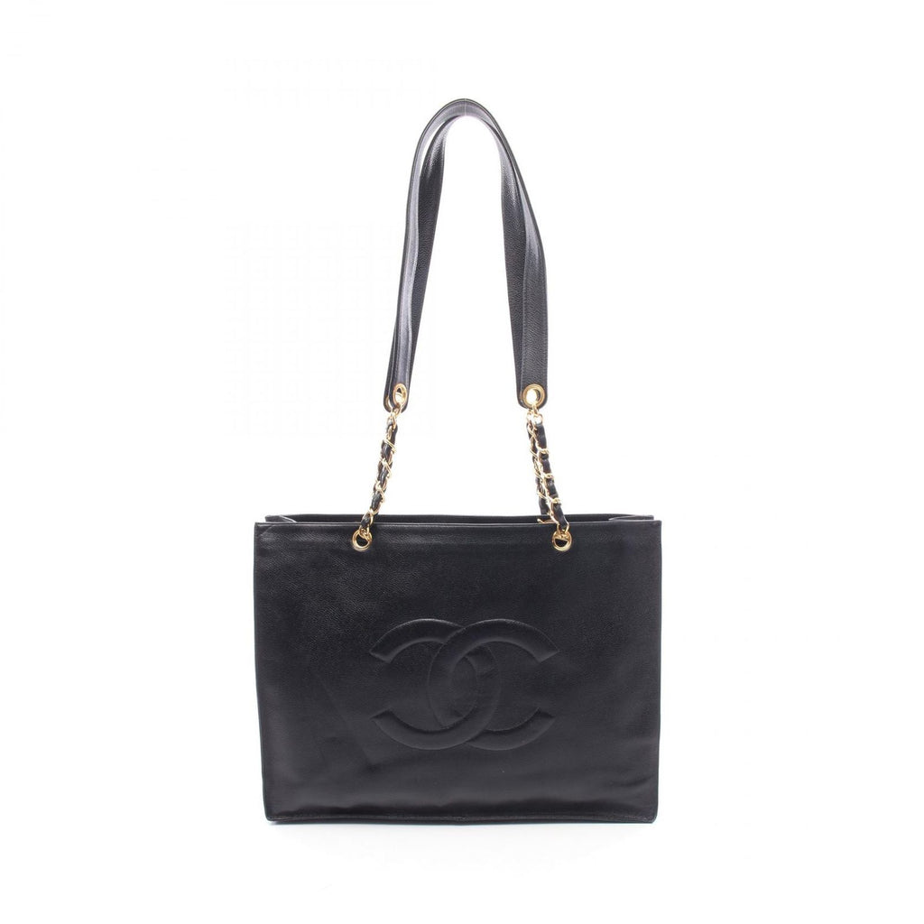 Chanel Tote Bag Jumbo CC Logo Chain Black
