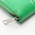 Bottega Veneta Round Wallet Zip Around Maxi Intrecht Green Leather Cassette — view 8