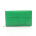 Bottega Veneta Round Wallet Zip Around Maxi Intrecht Green Leather Cassette