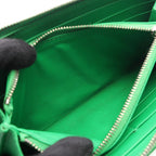 Bottega Veneta Round Wallet Zip Around Maxi Intrecht Green Leather Cassette — view 6