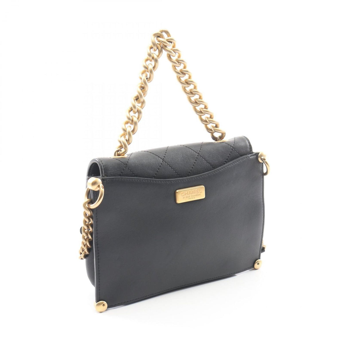 Chanel Shoulder Bag Quilted 2-Way Black Leather Chain — view 2
