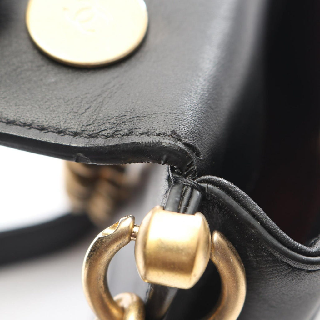 Chanel Shoulder Bag Quilted 2-Way Black Leather Chain — view 8