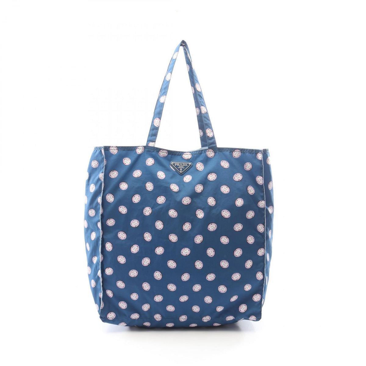 Prada Tote Bag Triangle Logo Blue Pink White Nylon