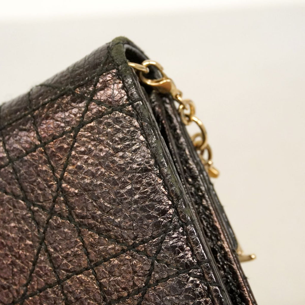 Dior Wallet Cannage Leather Dark Brown Champagne Gold — view 6