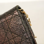 Dior Wallet Cannage Leather Dark Brown Champagne Gold — view 6