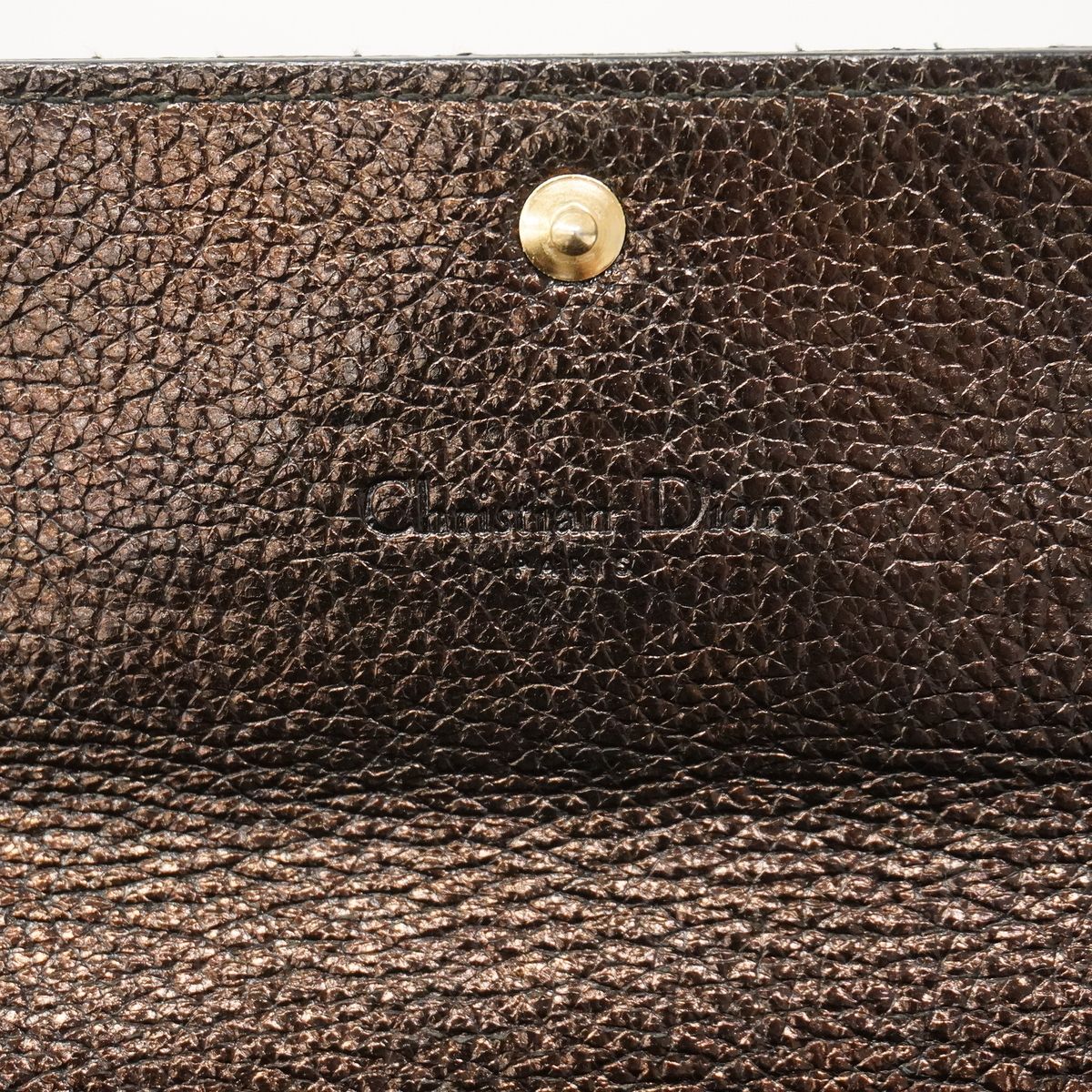 Dior Wallet Cannage Leather Dark Brown Champagne Gold — view 3