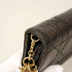 Dior Wallet Cannage Leather Dark Brown Champagne Gold — view 4