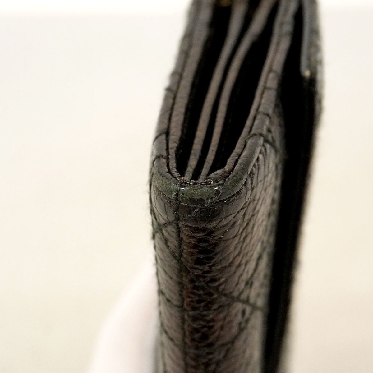 Dior Wallet Cannage Leather Dark Brown Champagne Gold — view 5