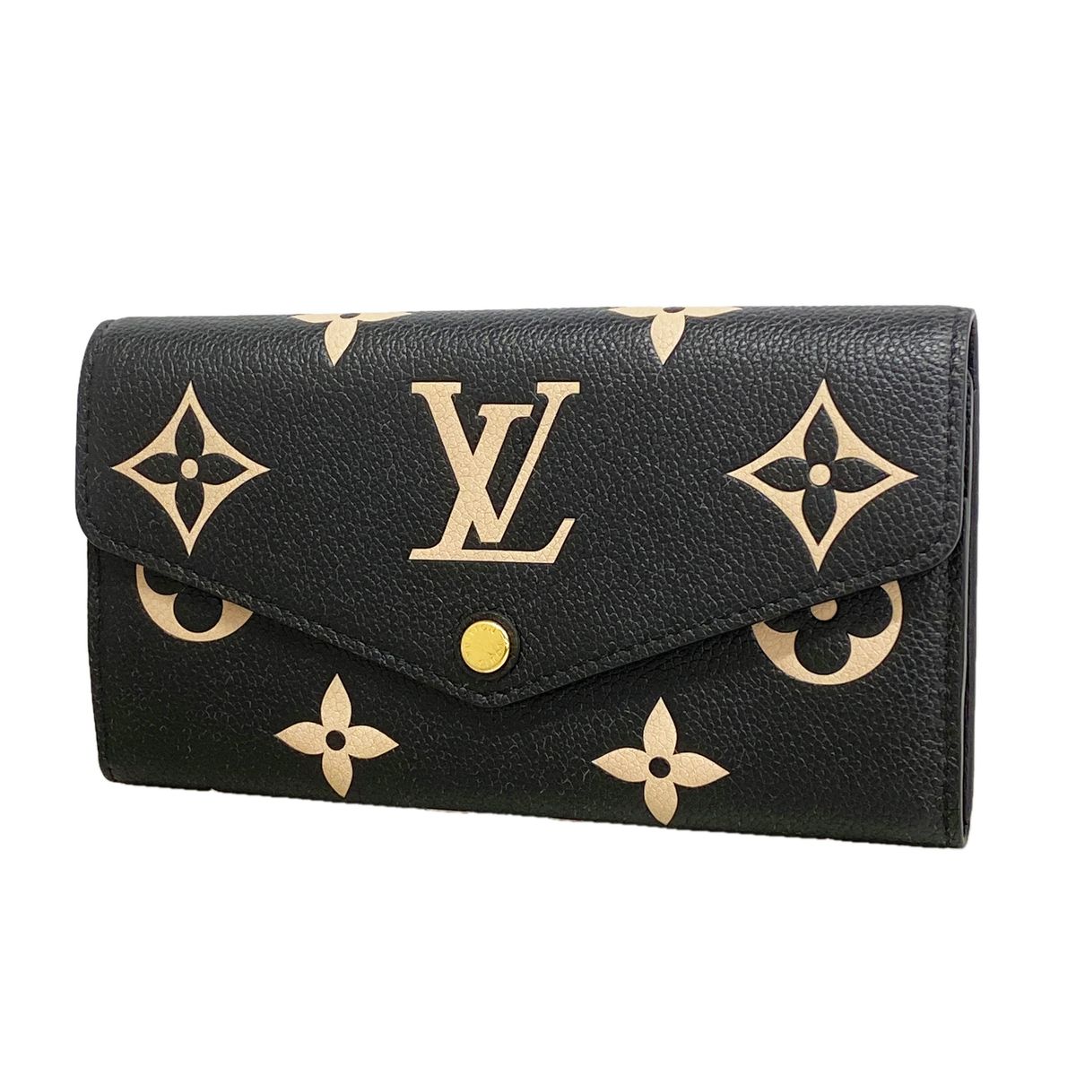 Louis Vuitton Wallet Monogram Empreinte Bicolor Portefeuille Sarah Black Beige