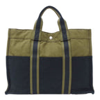 Hermes Tote Fourre Tout MM Canvas Khaki Green Navy Handbag Going Out Everyday