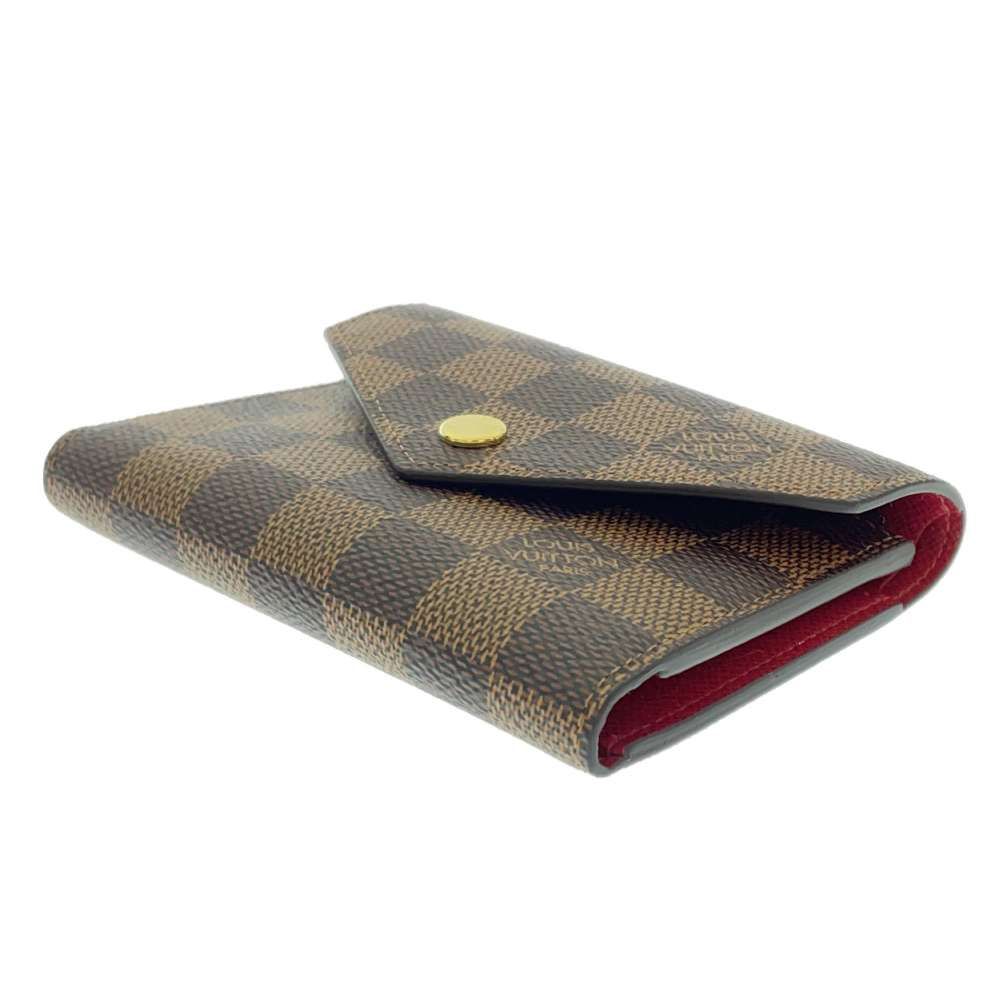 Louis Vuitton Trifold Wallet Damier Ebene Portefeuille Victorine Rouge — view 2