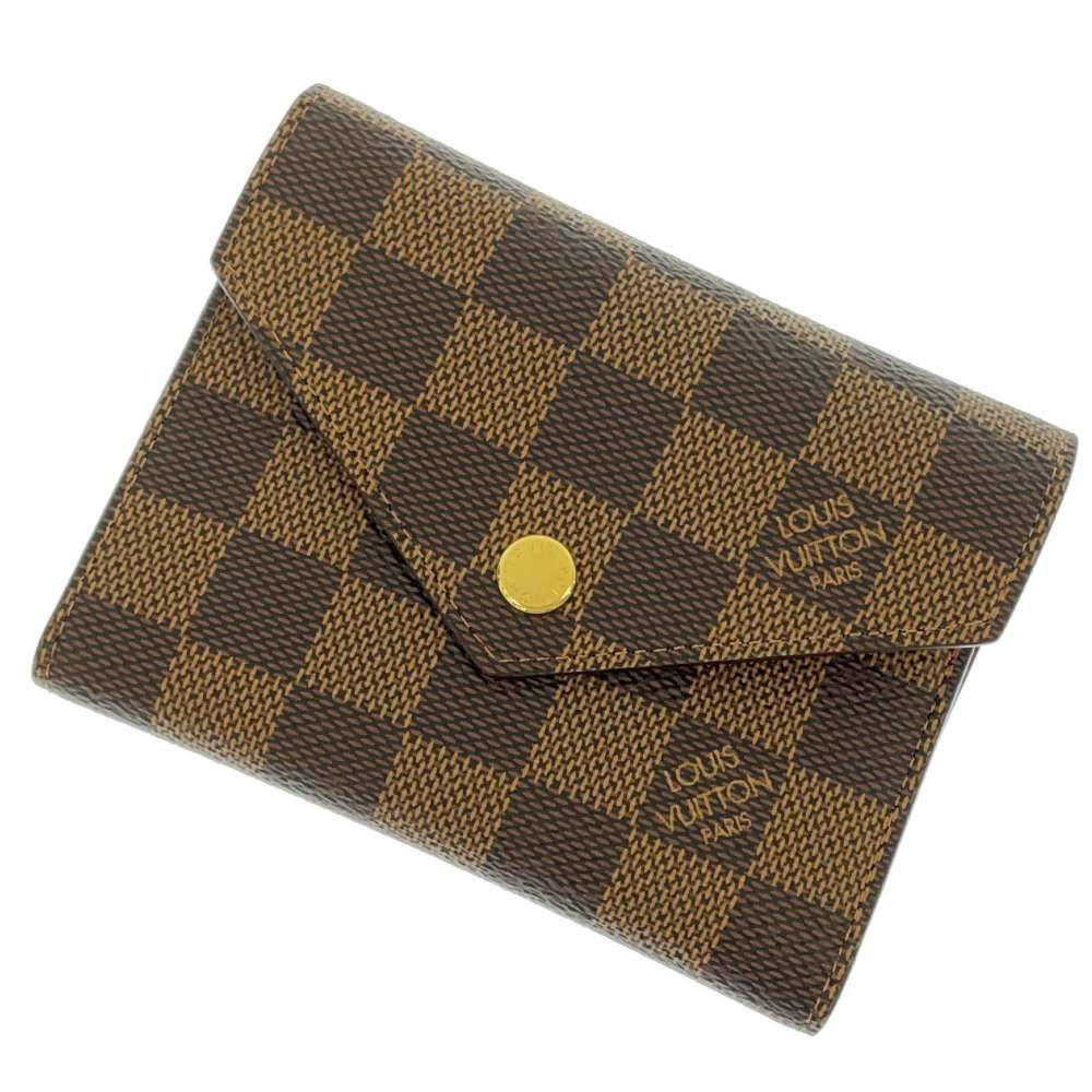 Louis Vuitton Trifold Wallet Damier Ebene Portefeuille Victorine Rouge